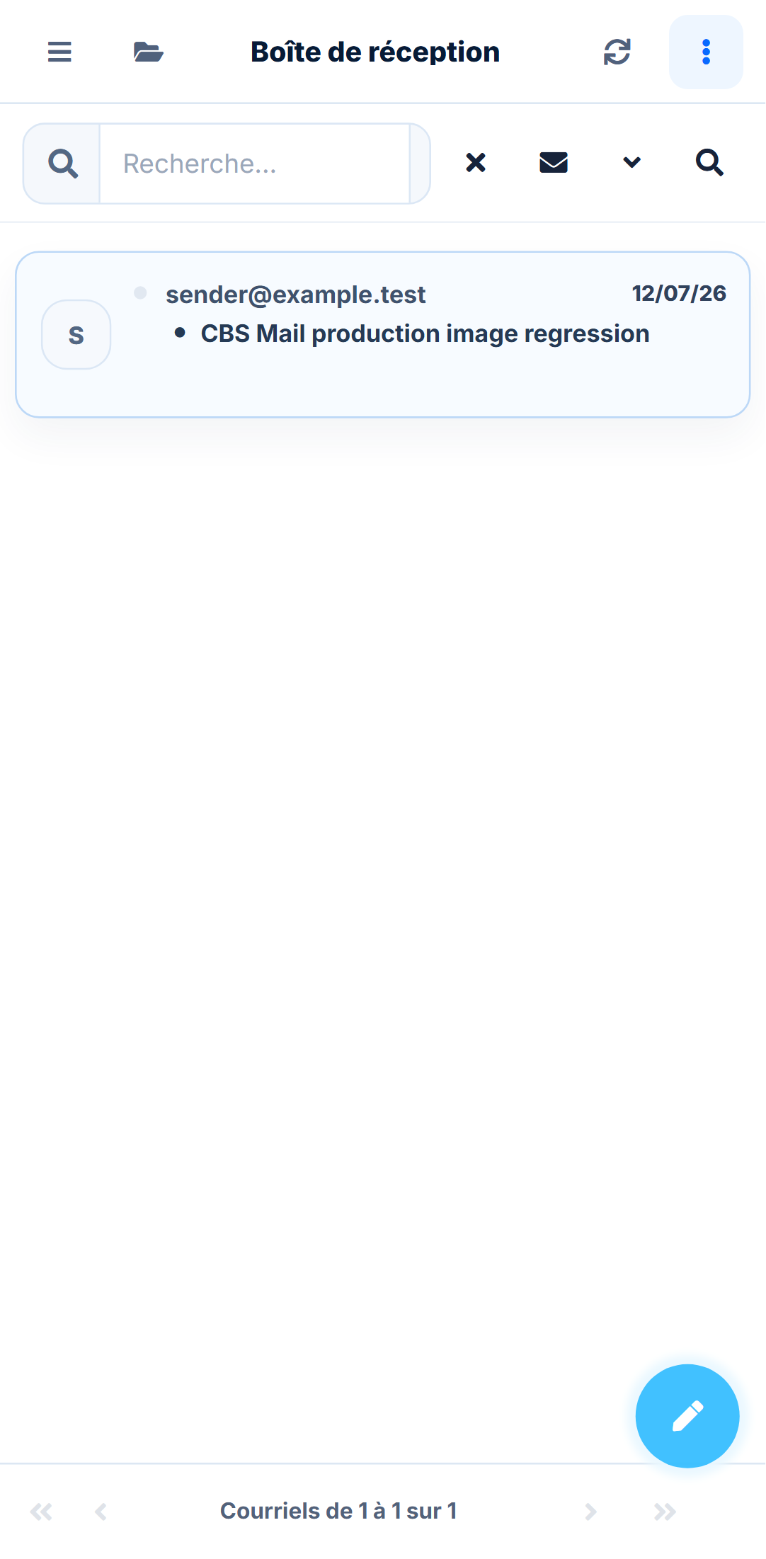 Boîte de réception CBS Mail sur téléphone